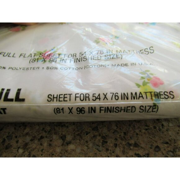 VTG Cannon Monticello No-Iron Percale Full Flat Sheet Petites Fleurs  81 x 96 - Picture 8 of 9